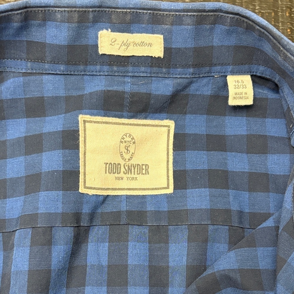 Todd Snyder Blue and Black Checkered Shirt - Picture 3 of 9